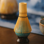 Japanese Matcha Tea Set with Petal Ceramic Bowl and Bamboo Accessories