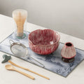 Japanese Matcha Tea Set with Petal Ceramic Bowl and Bamboo Accessories