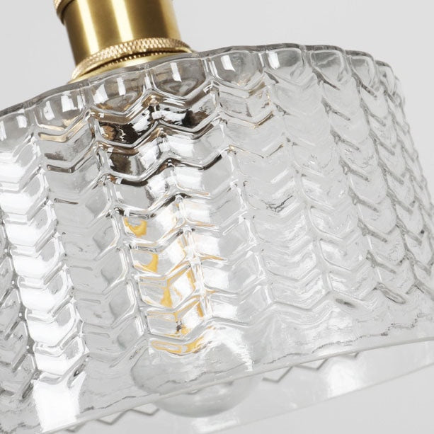 Japanese Style Textured Glass Pendant Light with Brass Lamp Holder