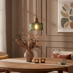 Japanese Style Textured Glass Pendant Light with Brass Lamp Holder