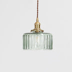 Japanese Style Textured Glass Pendant Light with Brass Lamp Holder