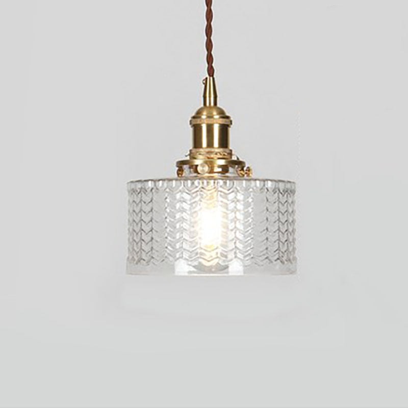 Japanese Style Textured Glass Pendant Light with Brass Lamp Holder