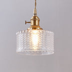 Japanese Style Textured Glass Pendant Light with Brass Lamp Holder