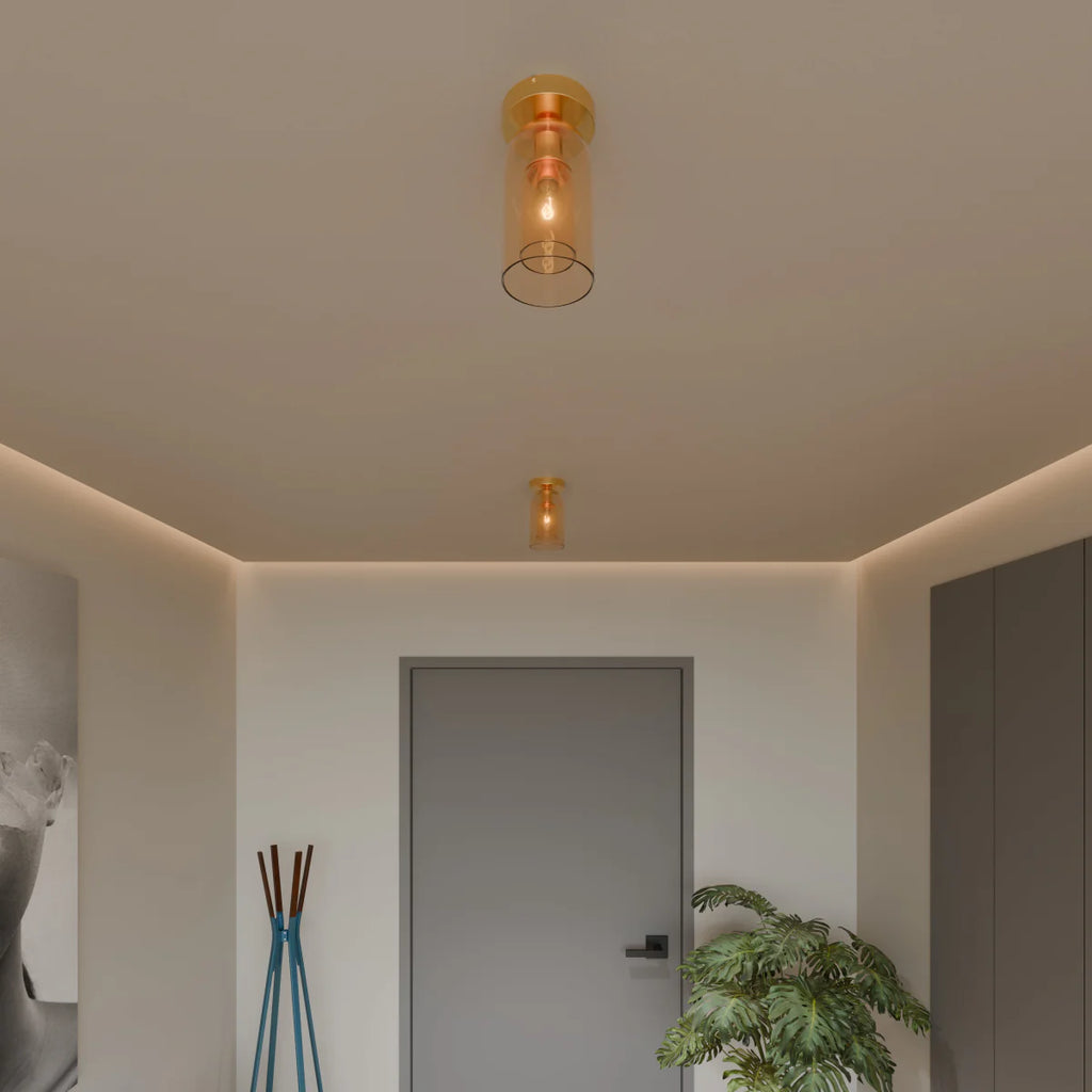 Modern Glass Ceiling Light With Hardwired LED Light