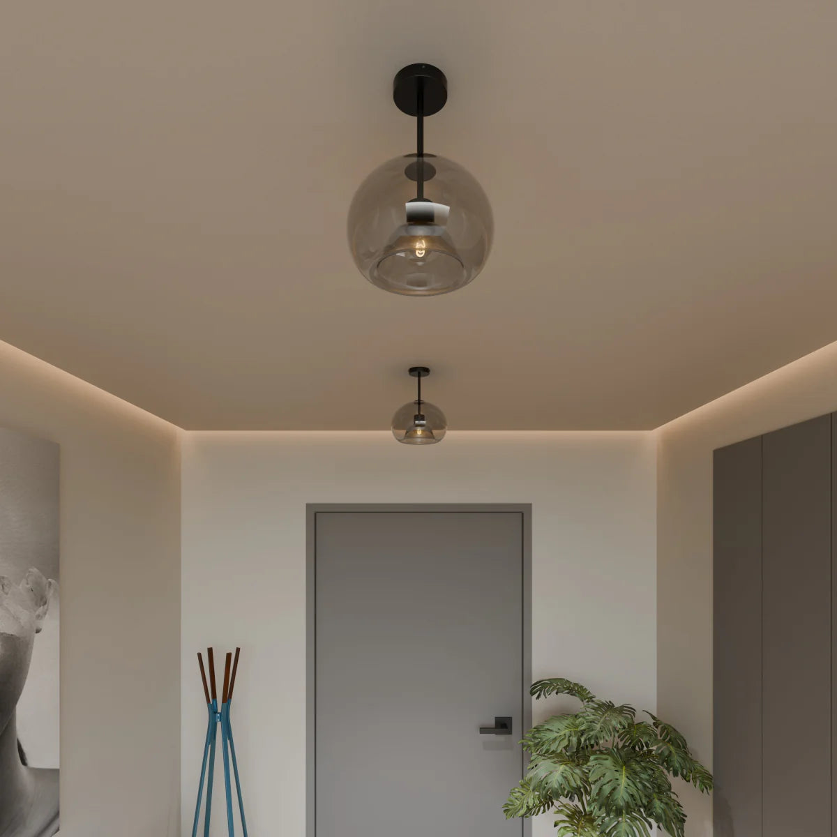 Modern Glass Ceiling Light With Hardwired LED Light
