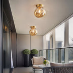 Modern Glass Ceiling Light With Hardwired LED Light
