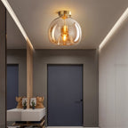Modern Glass Ceiling Light With Hardwired LED Light
