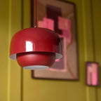 Layered Metal Pendant Light with Glossy Double Shade for Dining Room