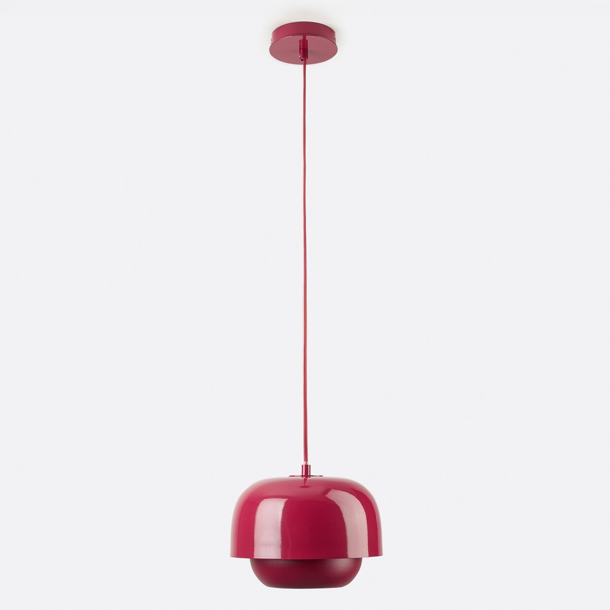Layered Metal Pendant Light with Glossy Double Shade for Dining Room