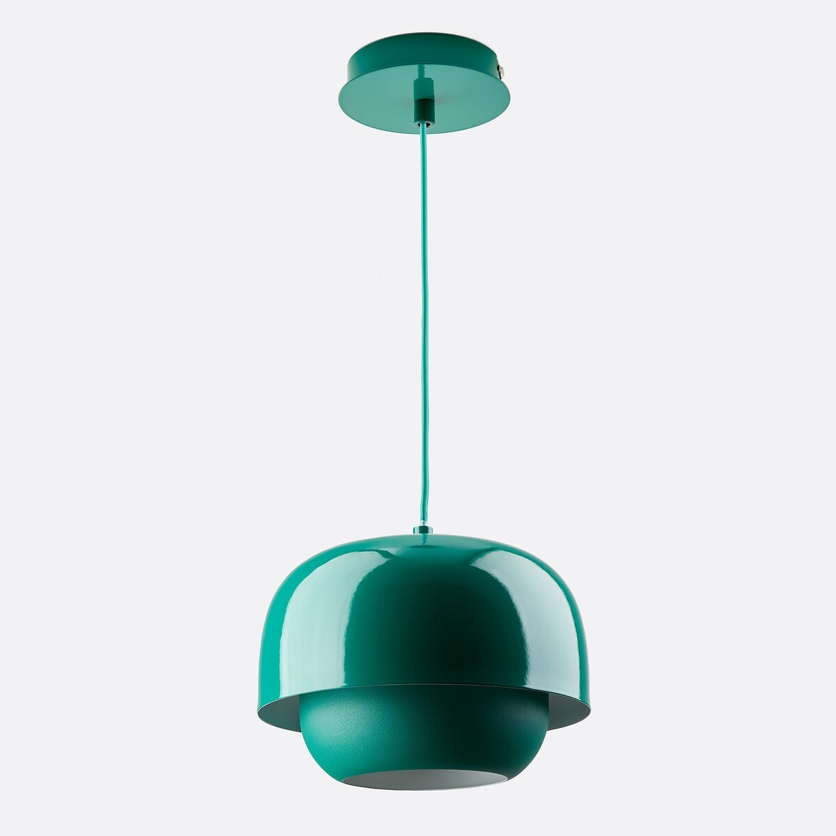 Layered Metal Pendant Light with Glossy Double Shade for Dining Room