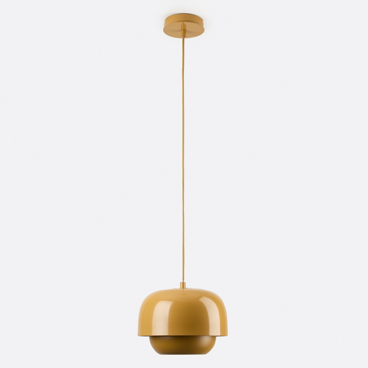 Layered Metal Pendant Light with Glossy Double Shade for Dining Room