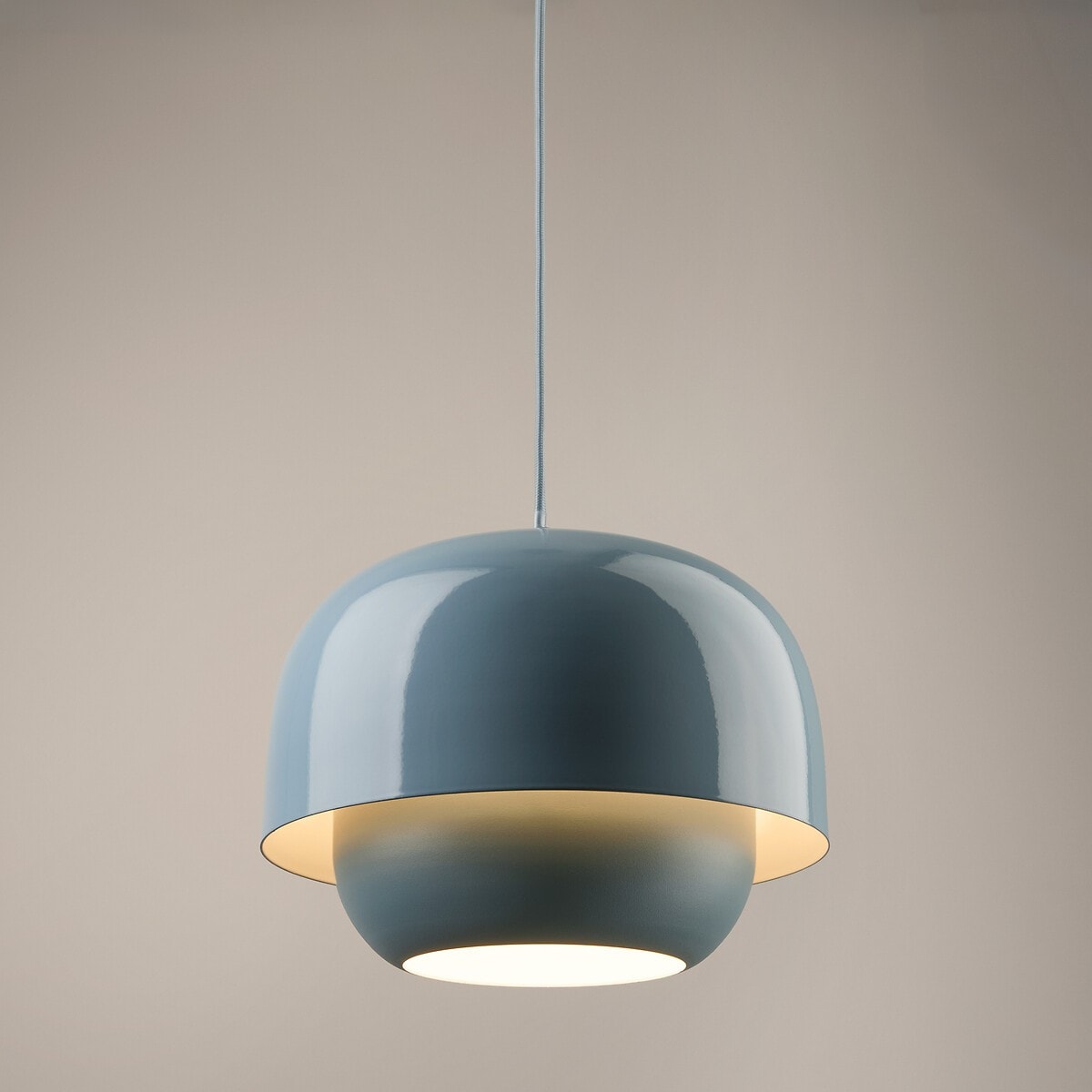 Layered Metal Pendant Light with Glossy Double Shade for Dining Room
