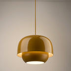 Layered Metal Pendant Light with Glossy Double Shade for Dining Room