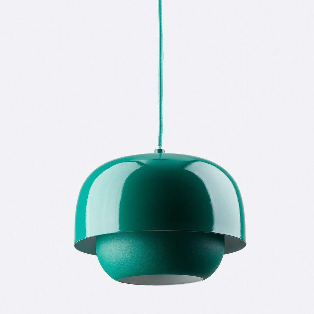 Layered Metal Pendant Light with Glossy Double Shade for Dining Room