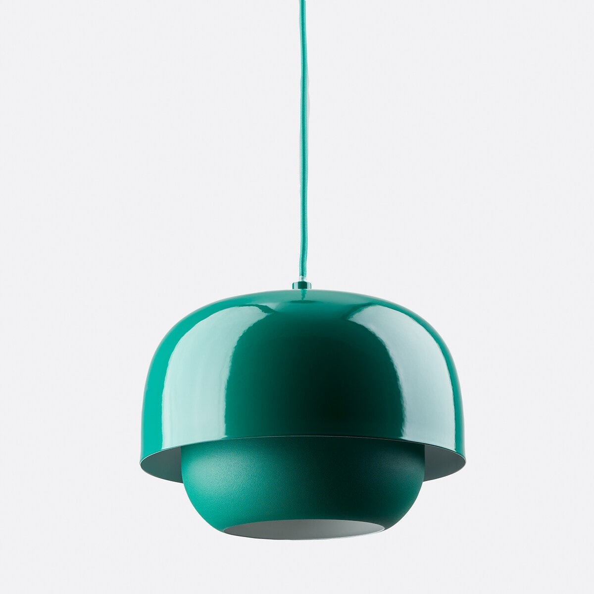 Layered Metal Pendant Light with Glossy Double Shade for Dining Room