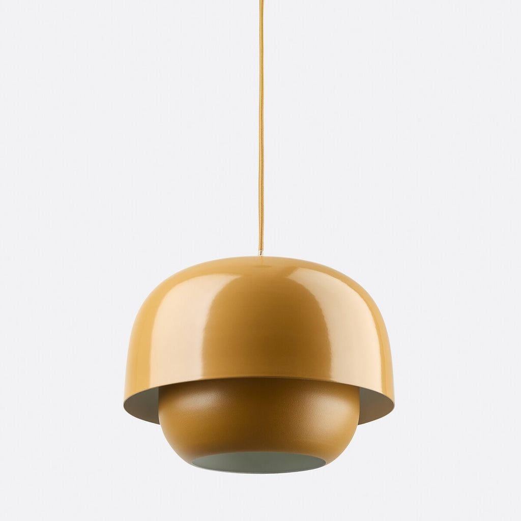 Layered Metal Pendant Light with Glossy Double Shade for Dining Room