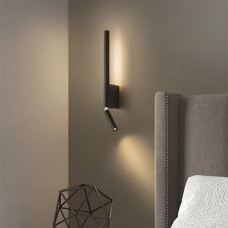 LED Bedside Wall Light with Adjustable Reading Spotlight and Ambient Uplight