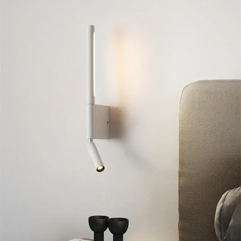 LED Bedside Wall Light with Adjustable Reading Spotlight and Ambient Uplight
