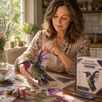 Fabric Patchwork Bird Craft Kit No Sew Layered Textile Art Kit with Pre Cut Numbered Pieces and Wooden Stand Hummingbird | Owl | Robin and More