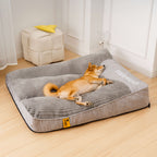 Orthopaedic Dog Bed with Headrest Removable Washable Velvet Cover Supportive Dog Cushion Mattress for Medium and Large Dogs