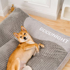 Orthopaedic Dog Bed with Headrest Removable Washable Velvet Cover Supportive Dog Cushion Mattress for Medium and Large Dogs