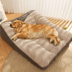 Orthopaedic Dog Bed with Headrest Removable Washable Velvet Cover Supportive Dog Cushion Mattress for Medium and Large Dogs