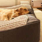 Orthopaedic Dog Bed with Headrest Removable Washable Velvet Cover Supportive Dog Cushion Mattress for Medium and Large Dogs