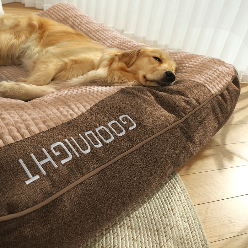Orthopaedic Dog Bed with Headrest Removable Washable Velvet Cover Supportive Dog Cushion Mattress for Medium and Large Dogs