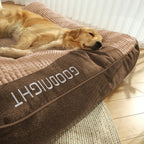 Orthopaedic Dog Bed with Headrest Removable Washable Velvet Cover Supportive Dog Cushion Mattress for Medium and Large Dogs