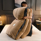 Velvet Fleece Duvet Cover Ribbed Plush Bedding with Optional Pillowcases Warm Soft Breathable Winter Quilt Cover Machine Washable