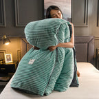 Velvet Fleece Duvet Cover Ribbed Plush Bedding with Optional Pillowcases Warm Soft Breathable Winter Quilt Cover Machine Washable
