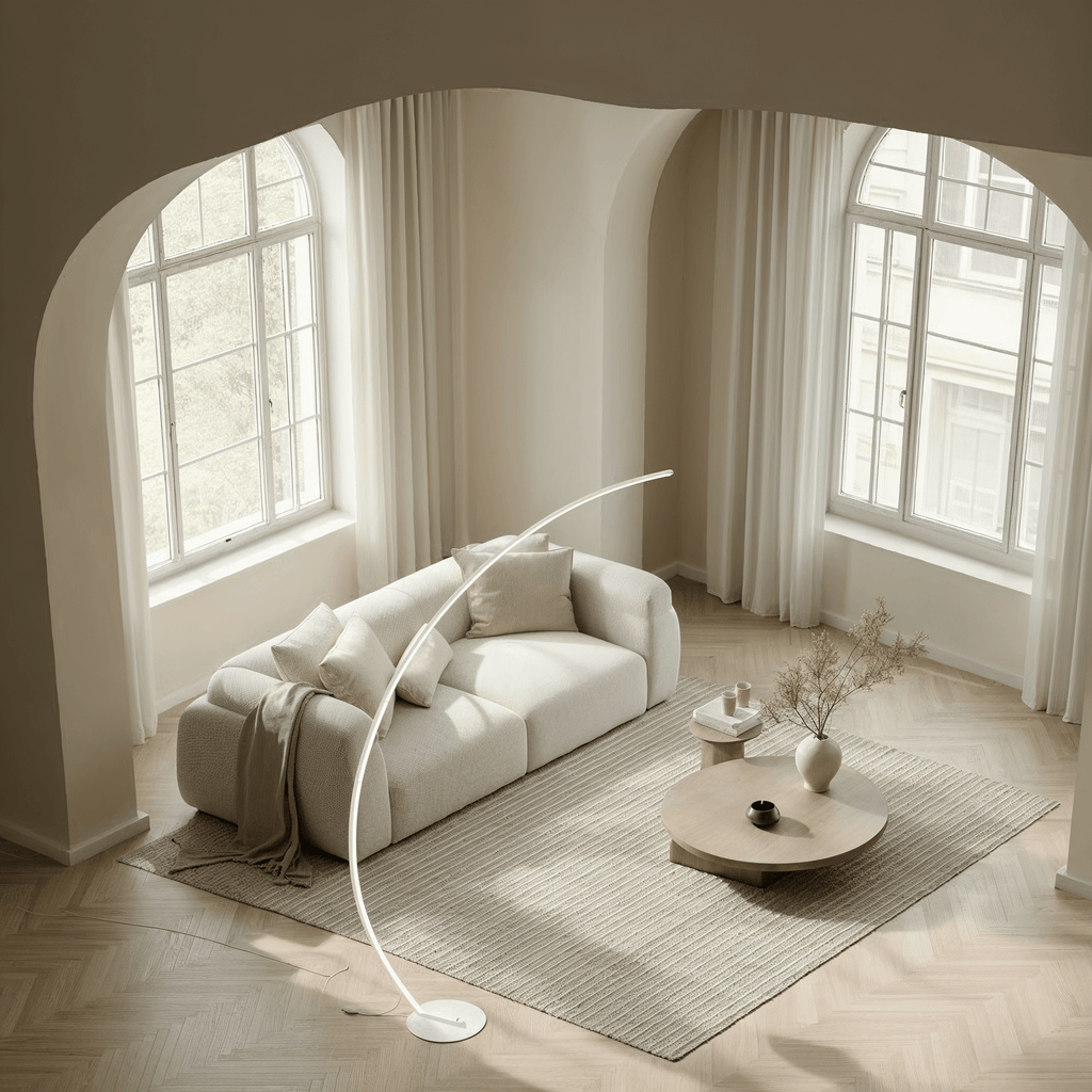 Minimalist Curved Arc floor lamp With Slim Light Bar
