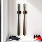 Long Handled Wooden Shoe Horn with Magnetic Wall Holder Extra Long Shoe Horn for Standing Use Hallway Shoe Aid for Boots | Trainers and Dress Shoes