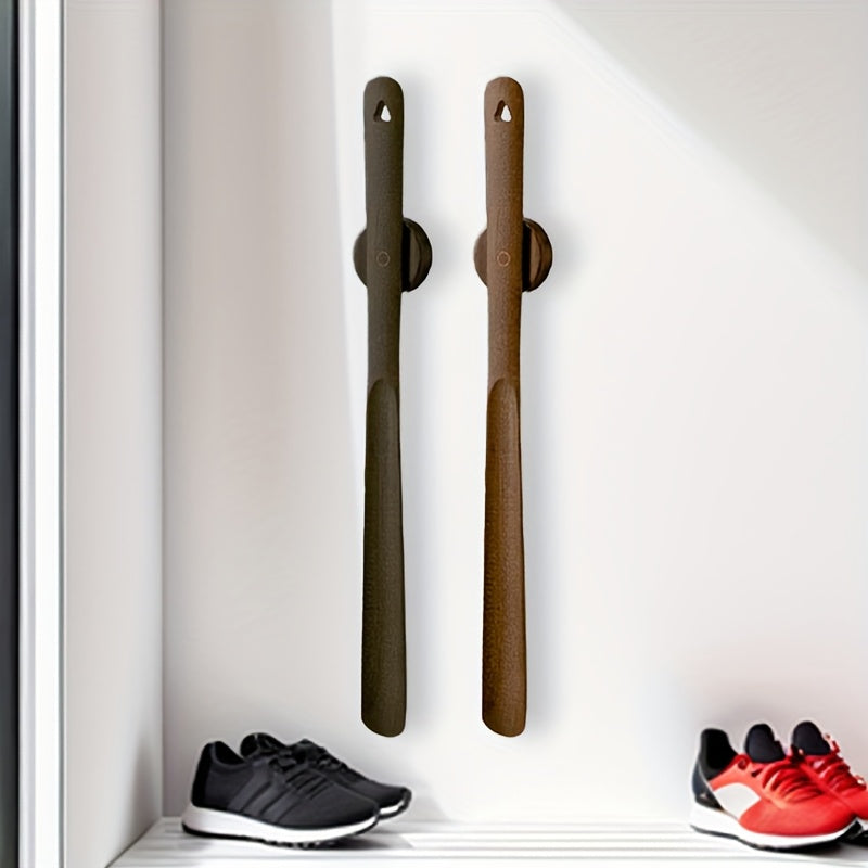 Long Handled Wooden Shoe Horn with Magnetic Wall Holder Extra Long Shoe Horn for Standing Use Hallway Shoe Aid for Boots | Trainers and Dress Shoes