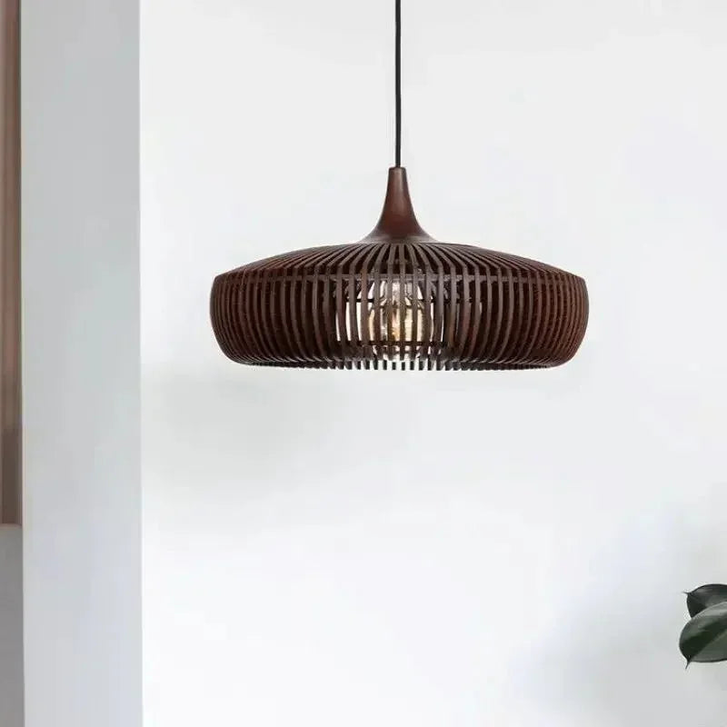 Scandinavian Wood Pendant Light for Living and Dining Rooms in Walnut — Ashbury Home & Living