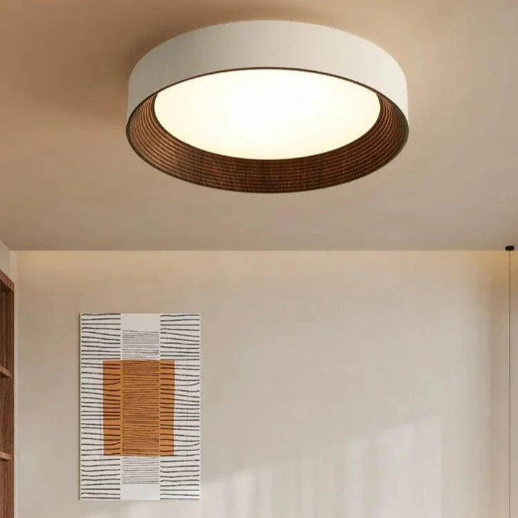 Modern Wood Flush Mount Ceiling Light for Living Room in Walnut — Ashbury Home & Living
