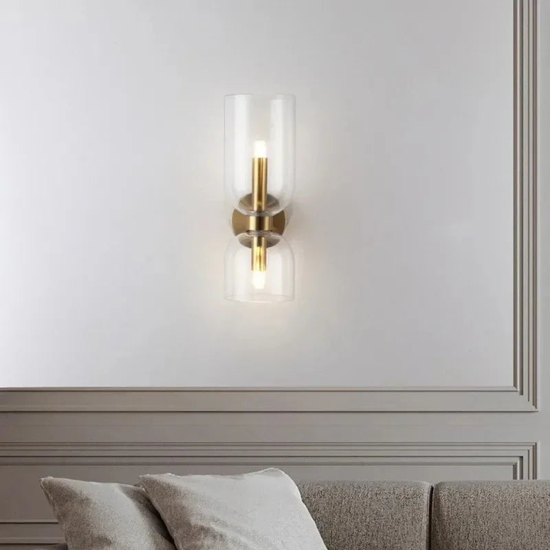 Modern Glass Wall Light for Living Room and Bedroom in Clear — Ashbury Home & Living