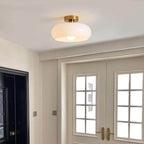 Mid Century Retro Glass Ceiling Light with Brass Finish for Hallway