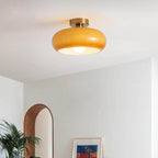 Mid Century Retro Glass Ceiling Light with Brass Finish for Hallway