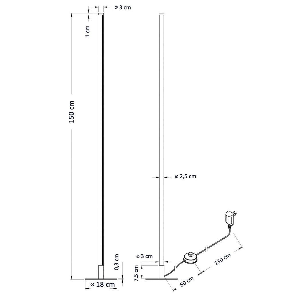 Dimmable RGB LED Corner Floor Lamp With Remote Control