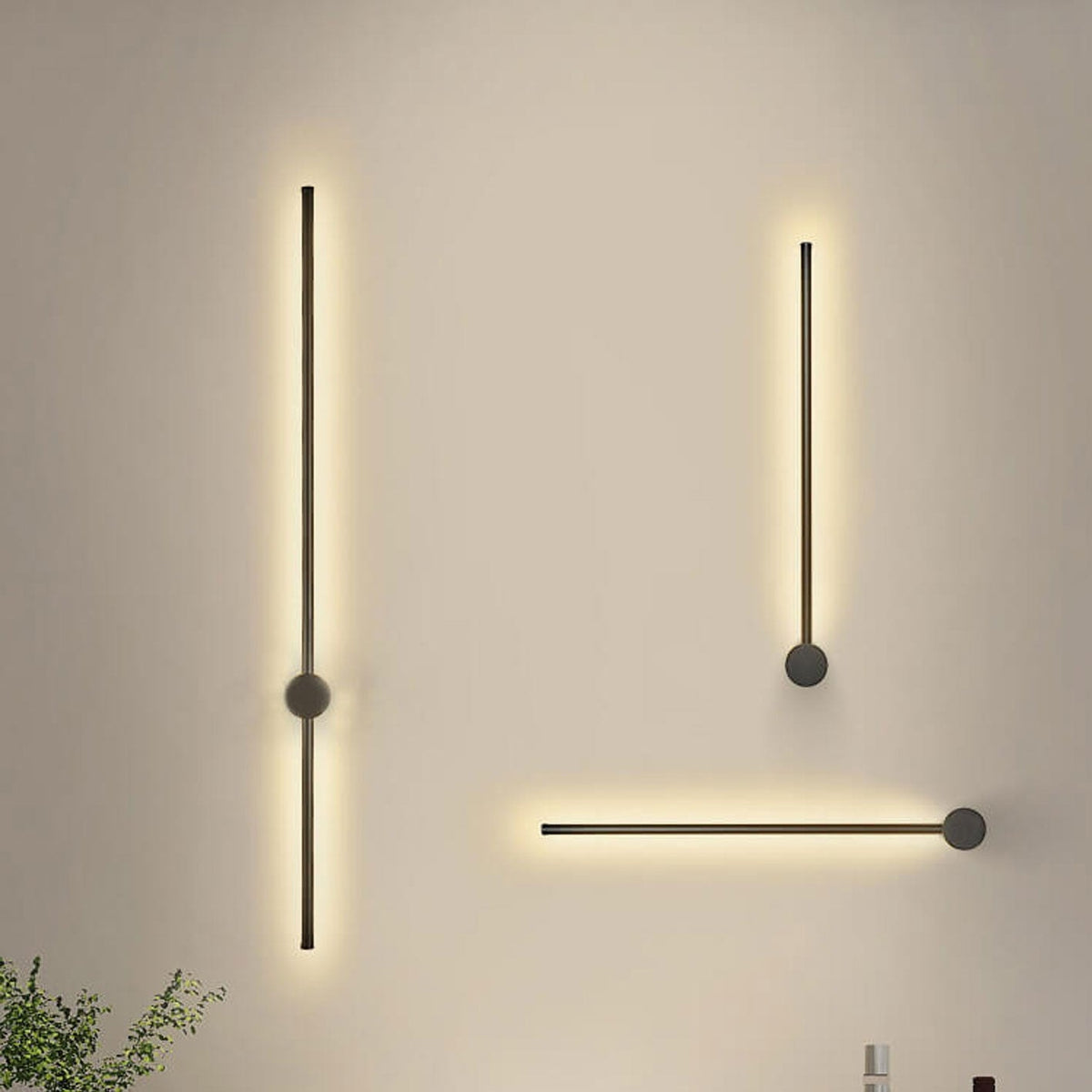 Minimalist LED Linear Wall Light with Rotating Aluminium Rod for Bedroom