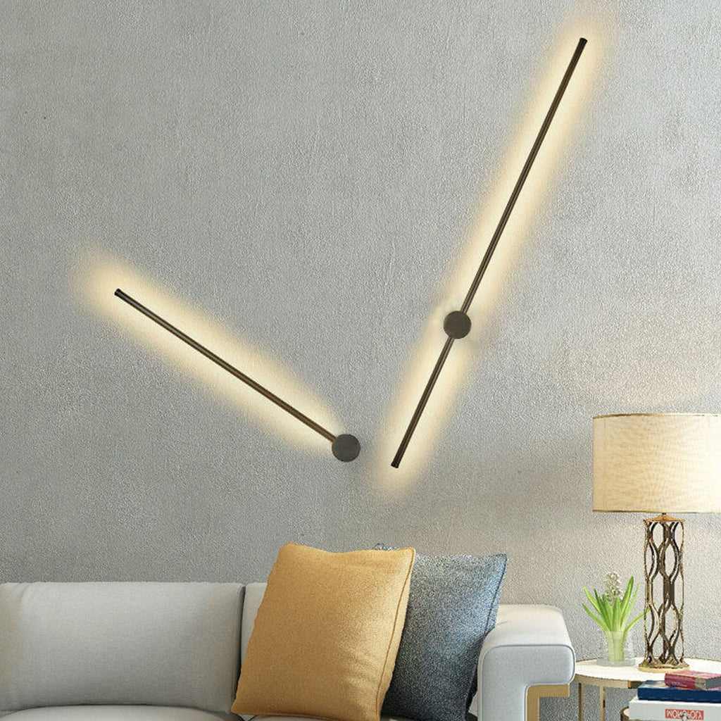 Minimalist LED Linear Wall Light with Rotating Aluminium Rod for Bedroom