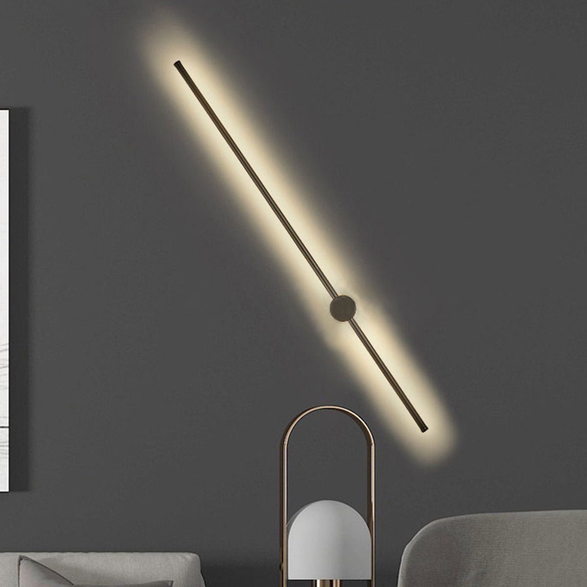 Minimalist LED Linear Wall Light with Rotating Aluminium Rod for Bedroom