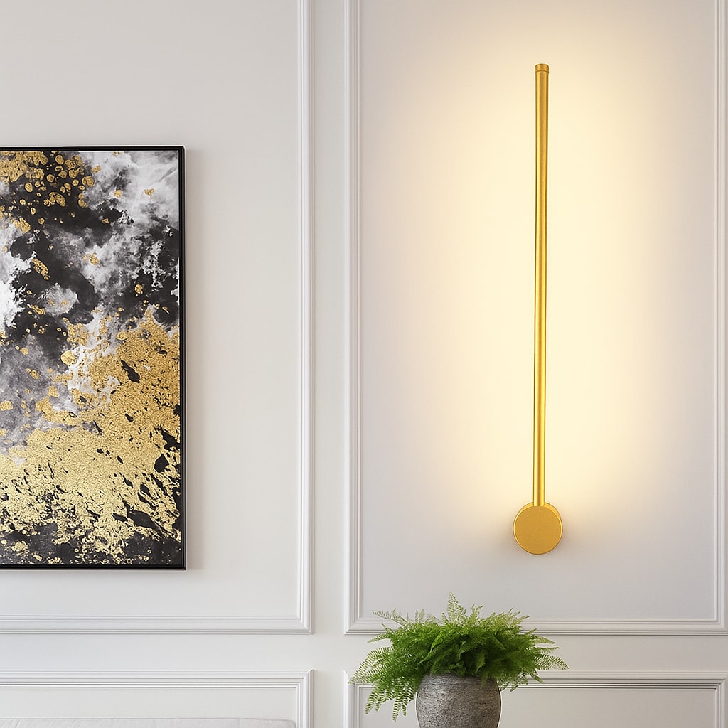 Minimalist Linear LED Wall Light with Slim Metal Bar for Bedroom and Hallway