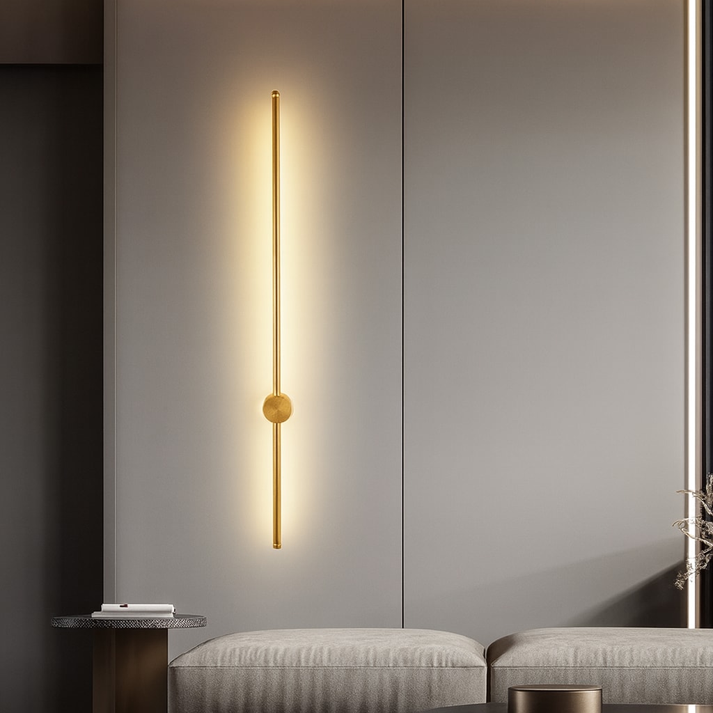 Minimalist Linear LED Wall Light with Slim Metal Bar for Bedroom and Hallway