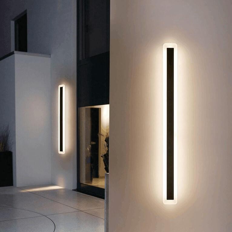 Minimalist Waterproof Long LED Outdoor Wall Light Bar with Acrylic Glow Frame