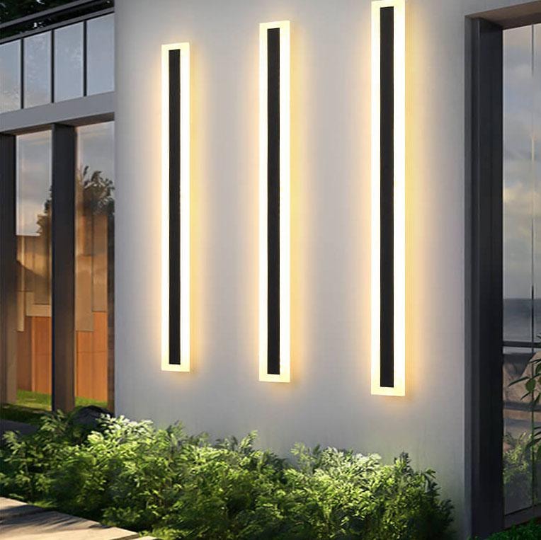 Minimalist Waterproof Long LED Outdoor Wall Light Bar with Acrylic Glow Frame