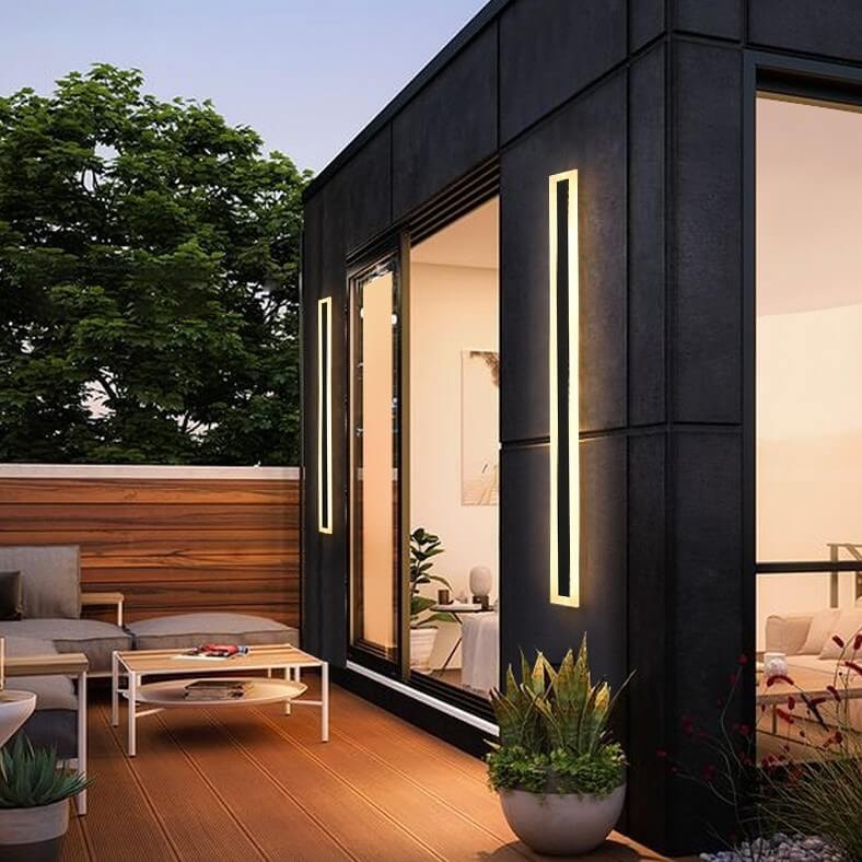 Minimalist Waterproof Long LED Outdoor Wall Light Bar with Acrylic Glow Frame