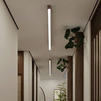 Minimalist Wood Grain LED Linear Ceiling Light Flush Mount for Hallway