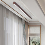 Minimalist Wood Grain LED Linear Ceiling Light Flush Mount for Hallway